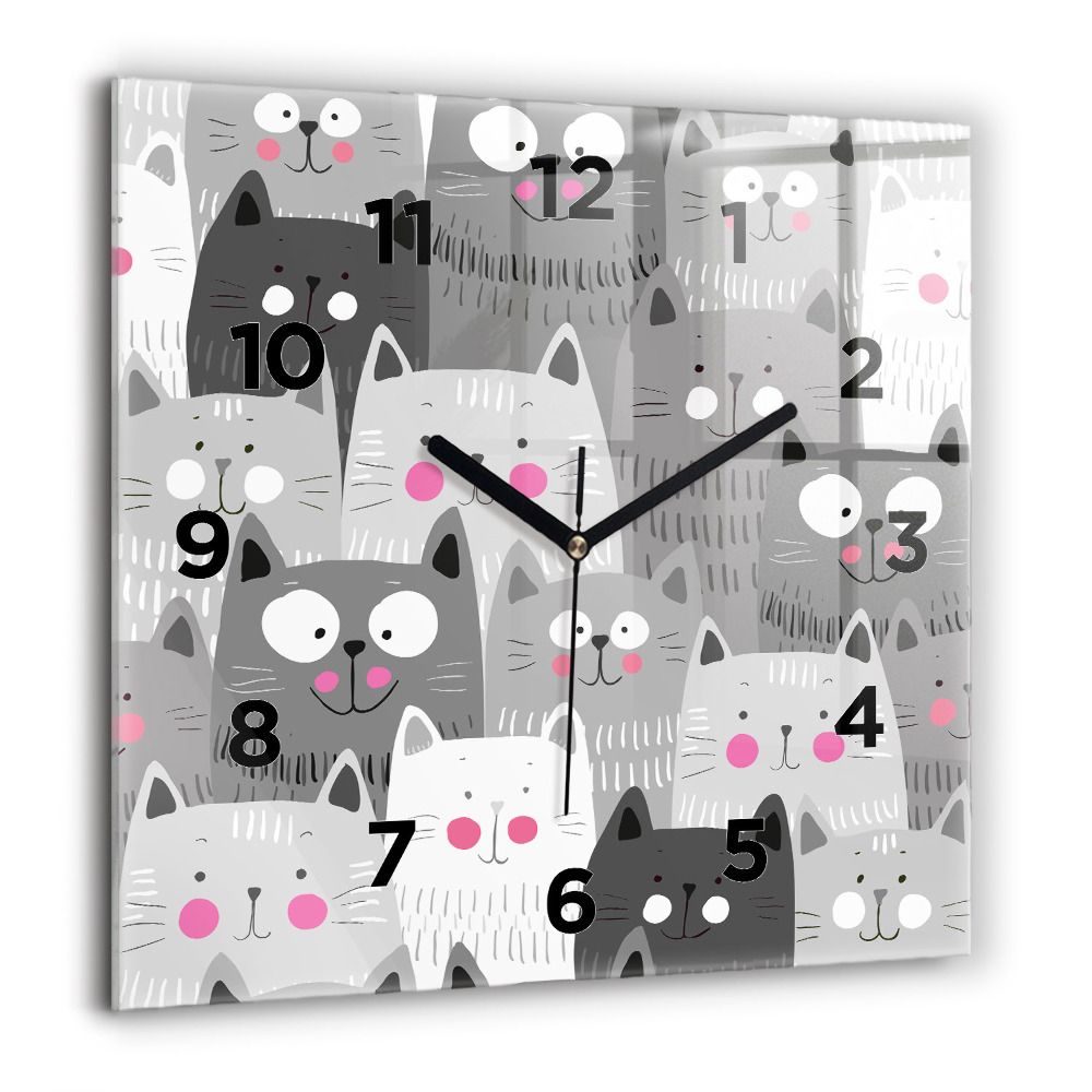 Horloge murale carrée 60x60 cm Motif avec des chats