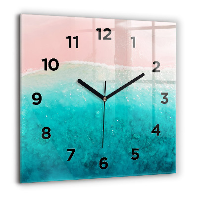 Horloge carrée en verre 60x60 cm Plage de sable marin
