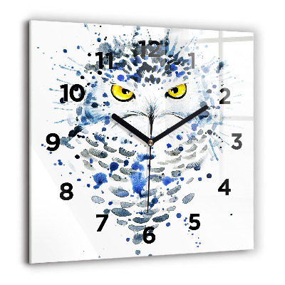 Horloge carrée en verre 60x60 cm Regard de hibou