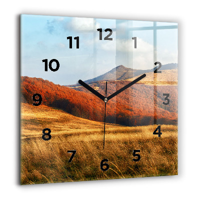 Horloge murale carrée 60x60 cm Paysage de montagne