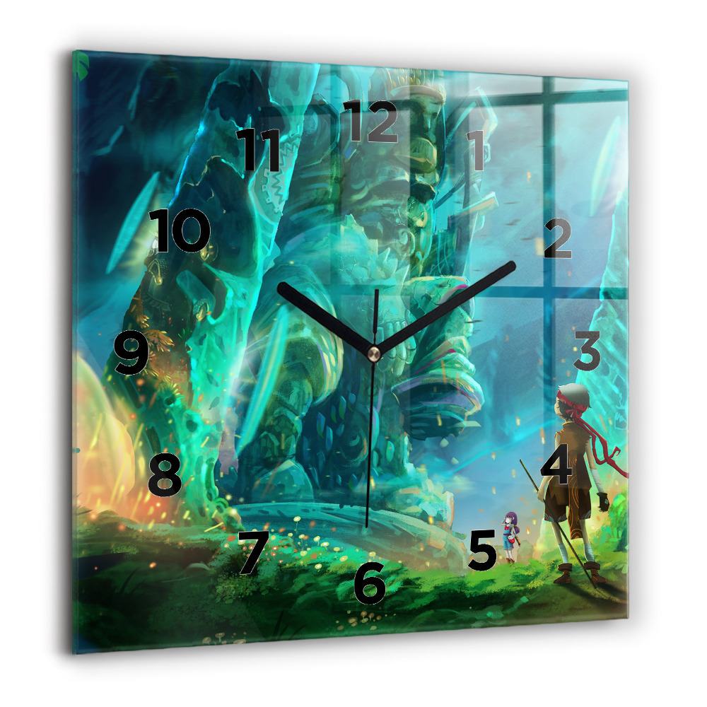 Horloge carrée en verre 60x60 cm Enfants dans une forêt