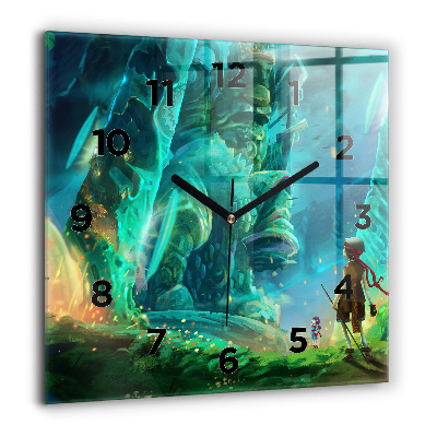 Horloge carrée en verre 60x60 cm Enfants dans une forêt