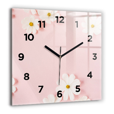 Horloge murale carrée 60x60 cm Fleurs de marguerite