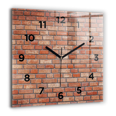 Horloge carrée en verre 60x60 cm Mur de briques