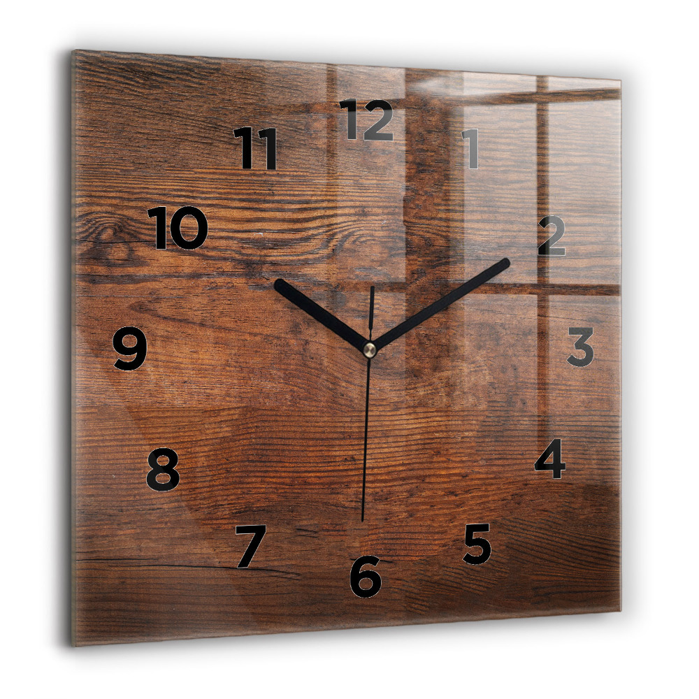 Pendule carrée en verre 60x60 cm Vieux bois