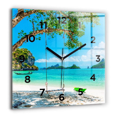 Horloge murale carrée 60x60 cm Île ensoleillée en Thaïlande