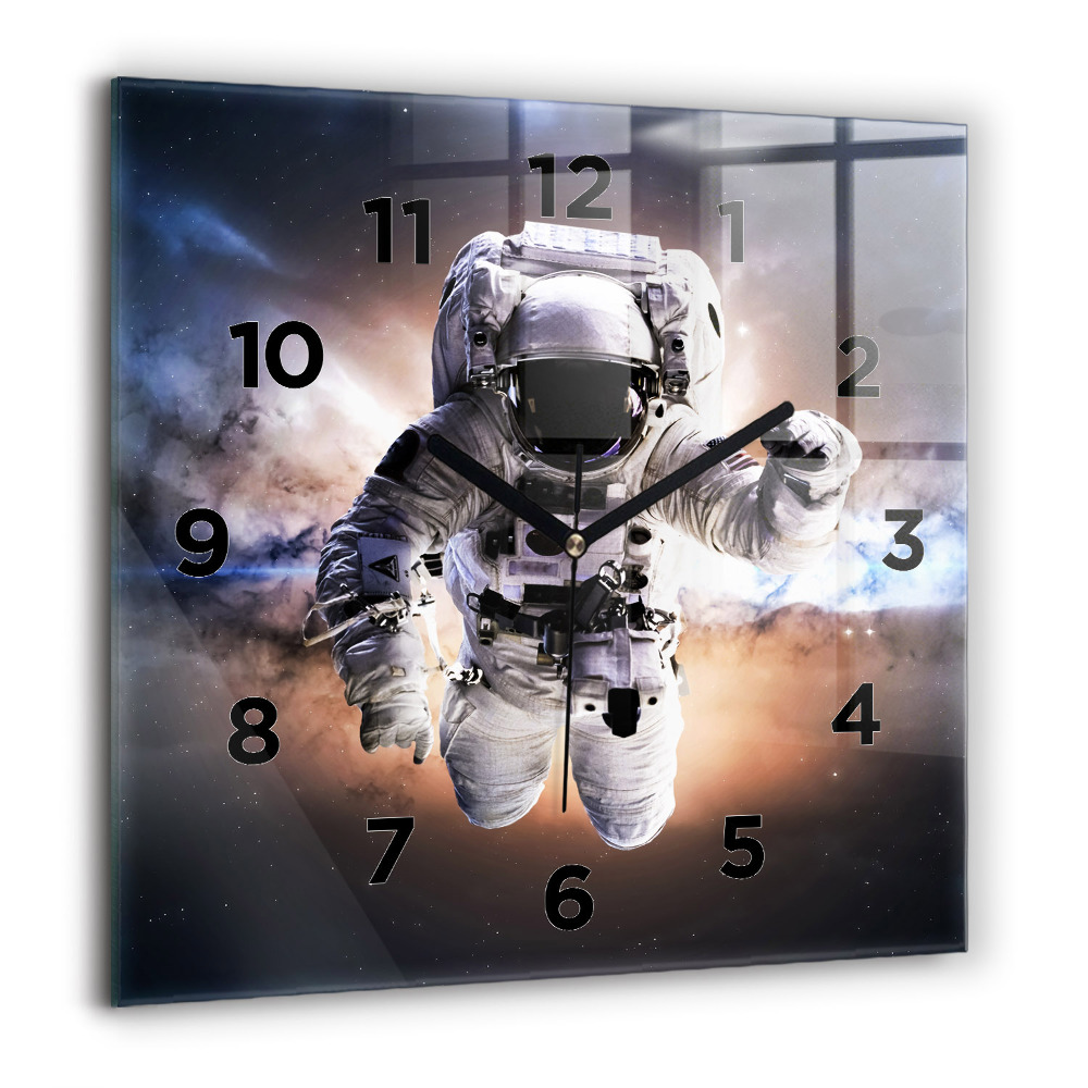 Pendule carrée en verre 60x60 cm Astronaute dans l'espace