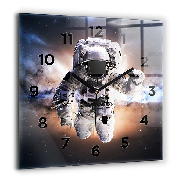 Pendule carrée en verre 60x60 cm Astronaute dans l'espace