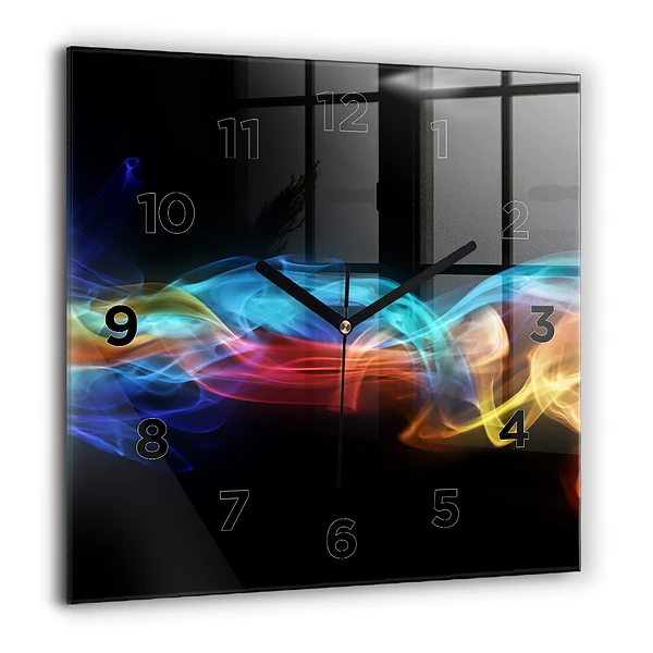 Horloge carrée en verre 60x60 cm Lignes abstraites colorées