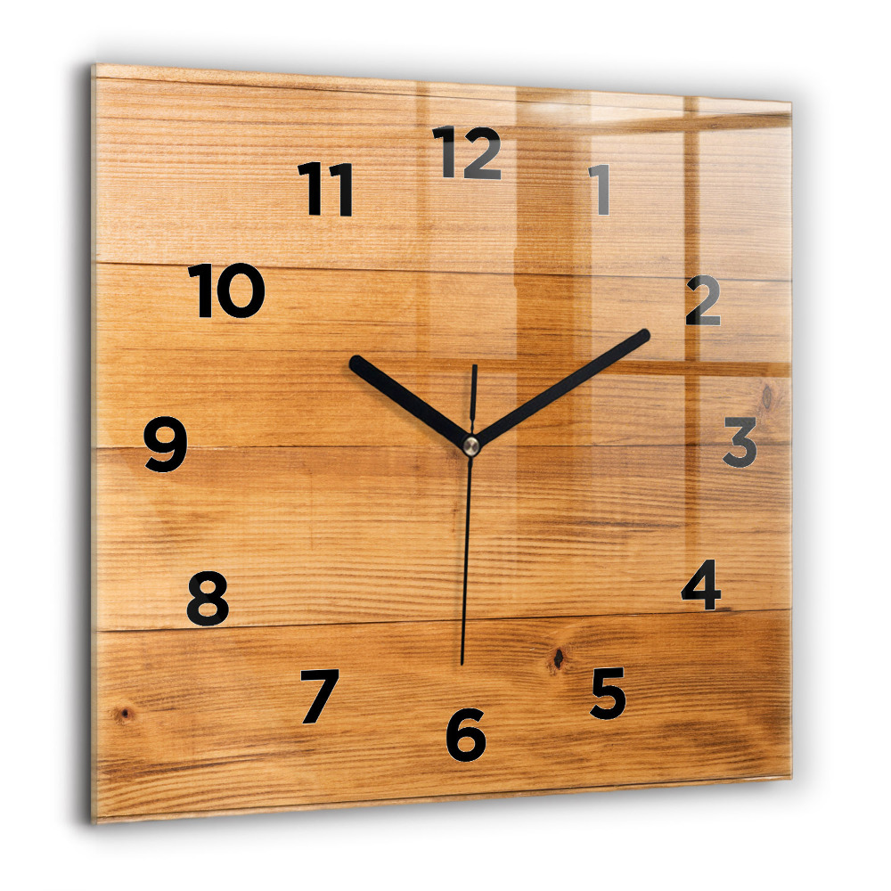 Pendule carrée en verre 60x60 cm Planches en bois