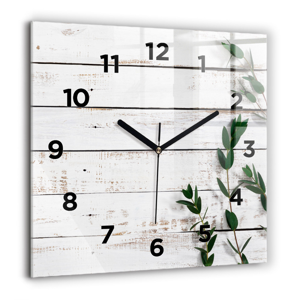 Horloge carrée en verre 60x60 cm Planches en bois clair
