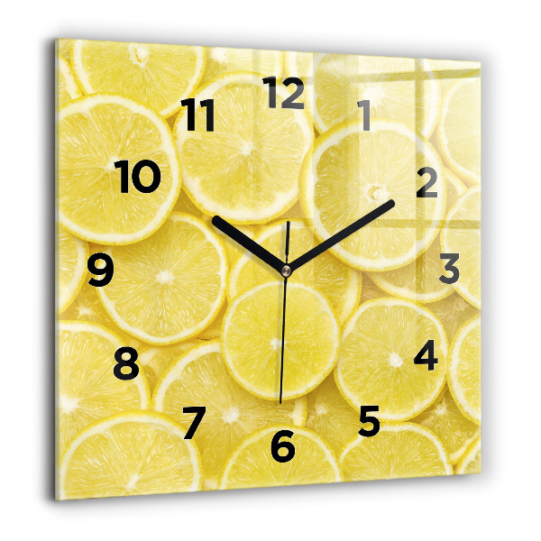 Pendule carrée en verre 60x60 cm Tranches de citron