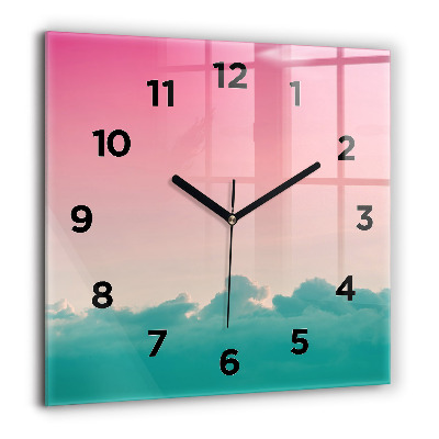 Horloge carrée en verre 60x60 cm Dégradé de ciel et de montagne