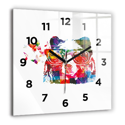Horloge carrée en verre 60x60 cm Tête d'ours