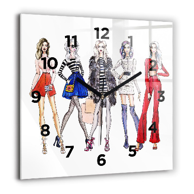 Horloge murale carrée 60x60 cm Filles à la mode
