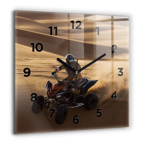 Horloge murale carrée 60x60 cm Quad dans le désert