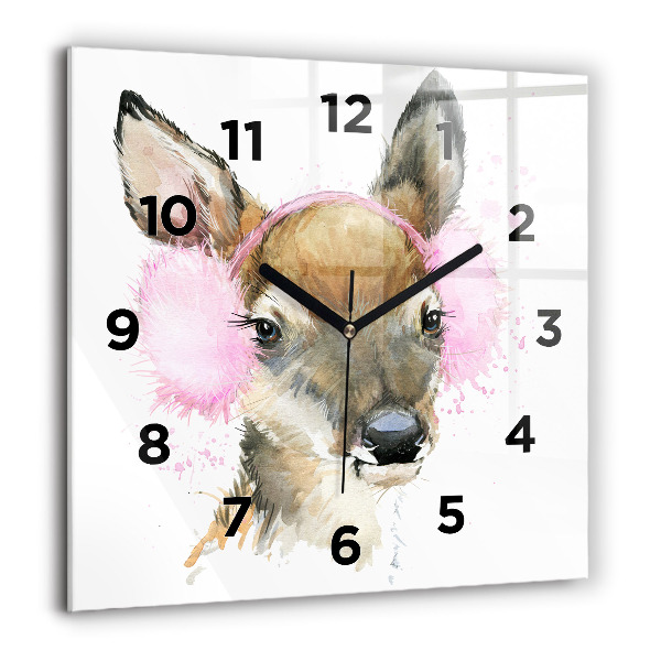 Horloge carrée en verre 60x60 cm Cerf de la forêt