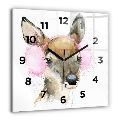 Horloge carrée en verre 60x60 cm Cerf de la forêt