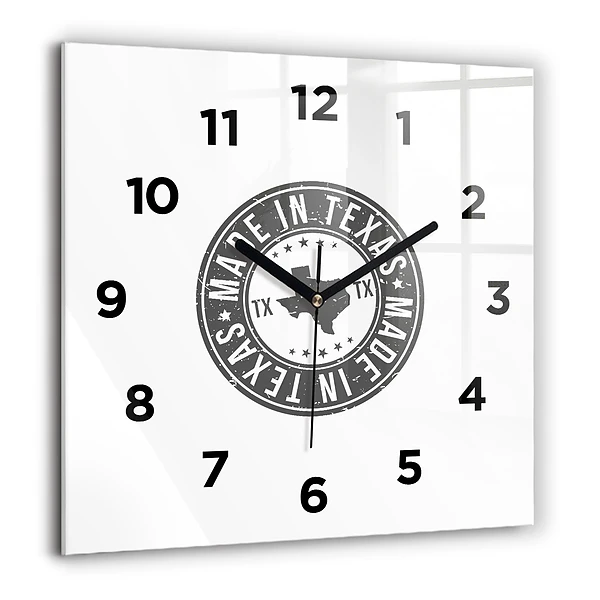 Horloge murale carrée 60x60 cm Timbre du Texas