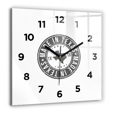 Horloge murale carrée 60x60 cm Timbre du Texas