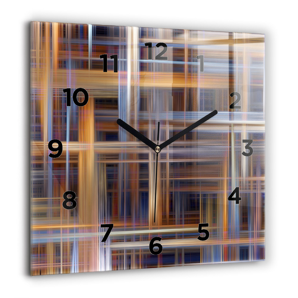 Horloge carrée en verre 60x60 cm Abstraction géométrique