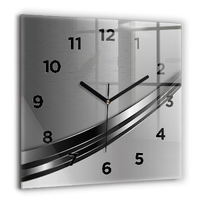 Horloge carrée en verre 60x60 cm Lignes argentées