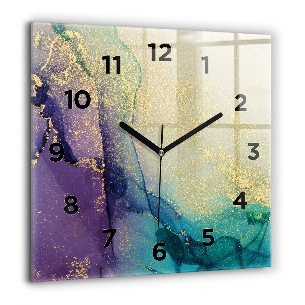 Horloge carrée en verre 60x60 cm Abstraction de couleur
