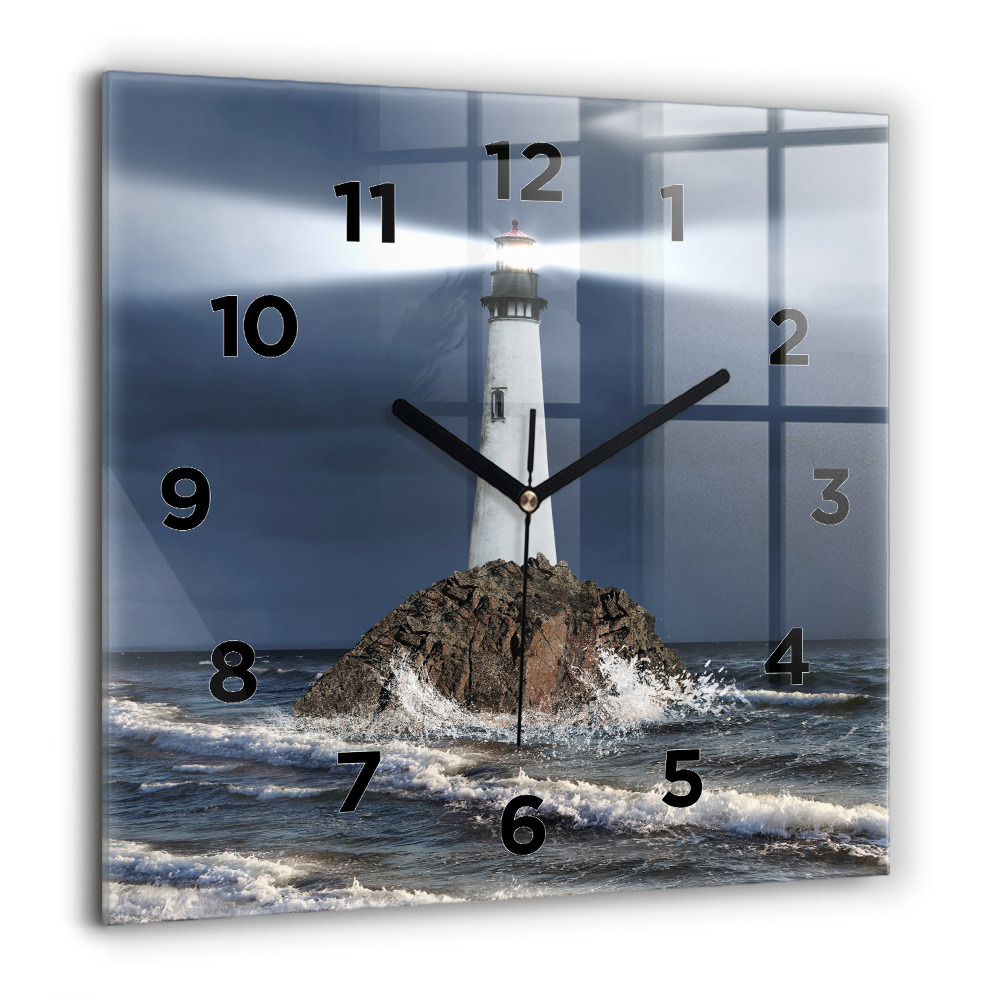 Horloge carrée en verre 60x60 cm Phare