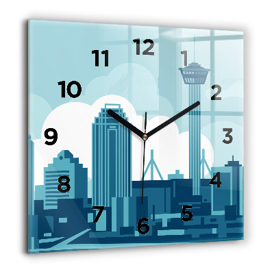 Horloge murale carrée 60x60 cm Architecture aux États-Unis