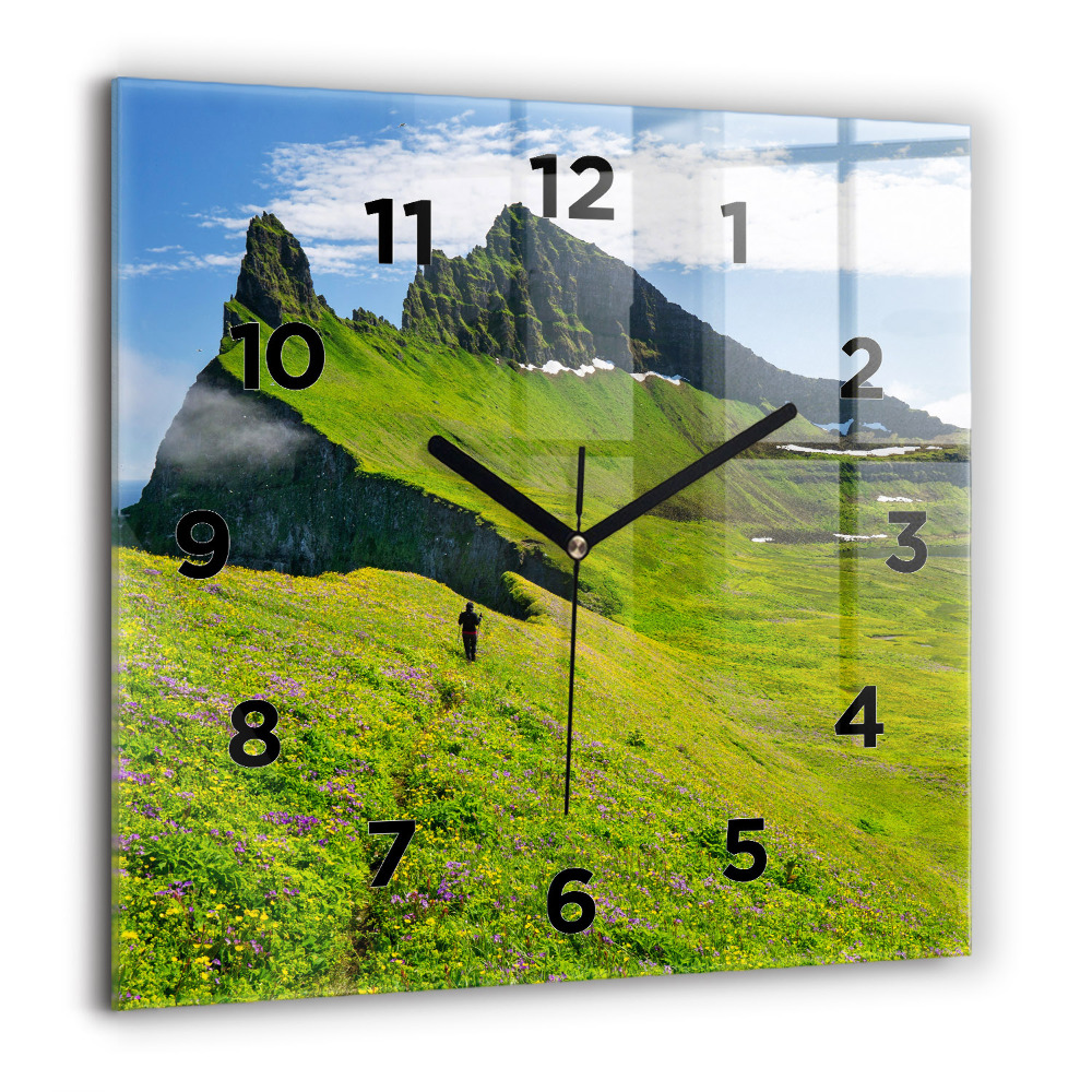 Pendule carrée en verre 60x60 cm Réserve naturelle de Hornstrandir, Islande