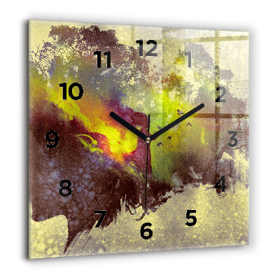 Horloge carrée en verre 60x60 cm Femme dans la forêt