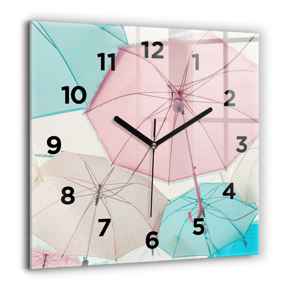 Horloge murale carrée 60x60 cm Parapluies pastel