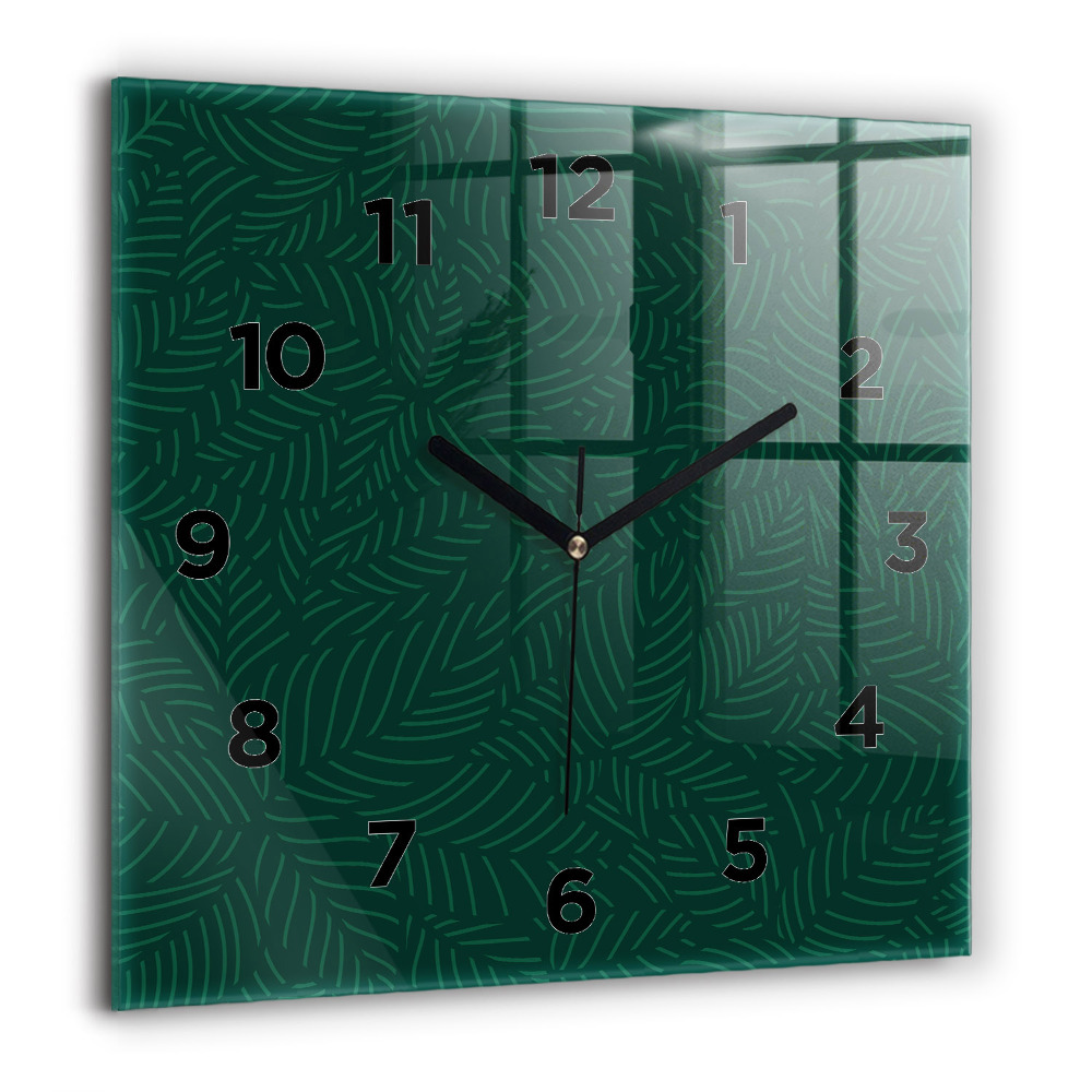 Horloge carrée en verre 60x60 cm Motif de feuilles