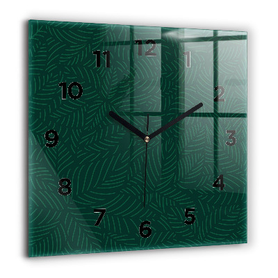 Horloge carrée en verre 60x60 cm Motif de feuilles