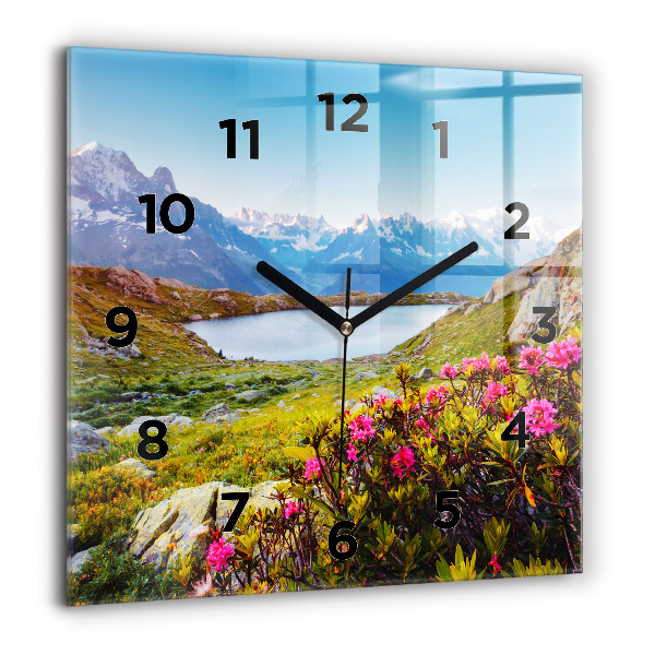 Horloge murale carrée 60x60 cm Mont Blanc Chamonix glacier