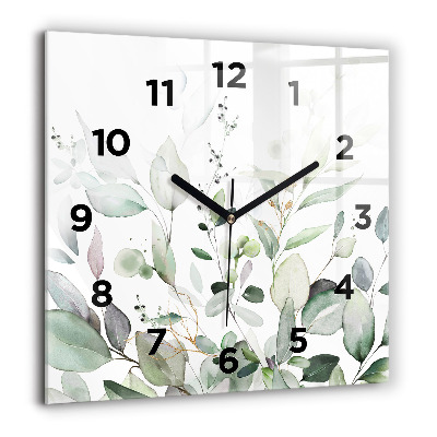 Horloge murale carrée 60x60 cm Feuilles de plantes