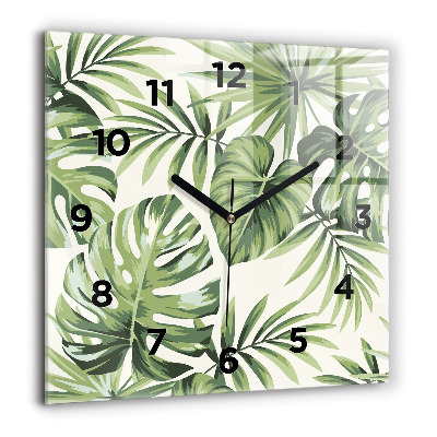 Horloge carrée en verre 60x60 cm Motif tropical
