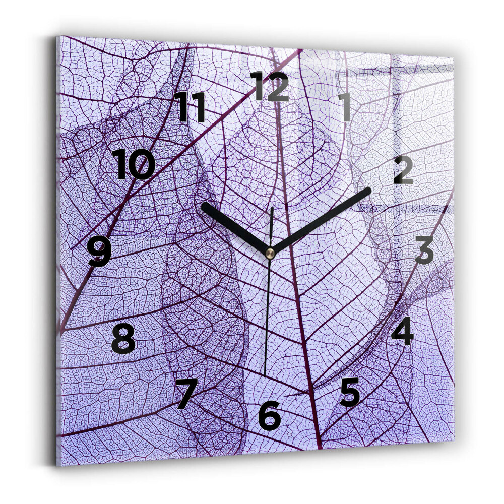 Pendule carrée en verre 60x60 cm Feuilles - nature