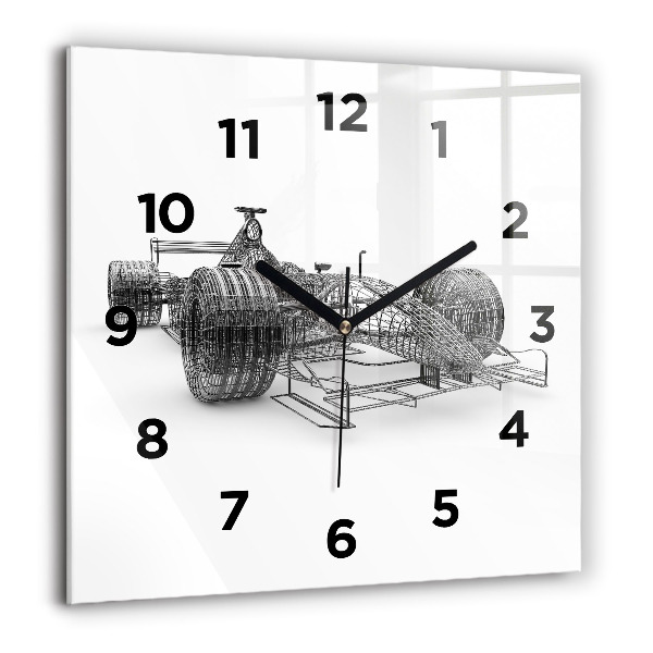 Horloge carrée en verre 60x60 cm Structure d'une voiture de F1