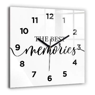 Horloge carrée en verre 60x60 cm Inscription de souvenirs