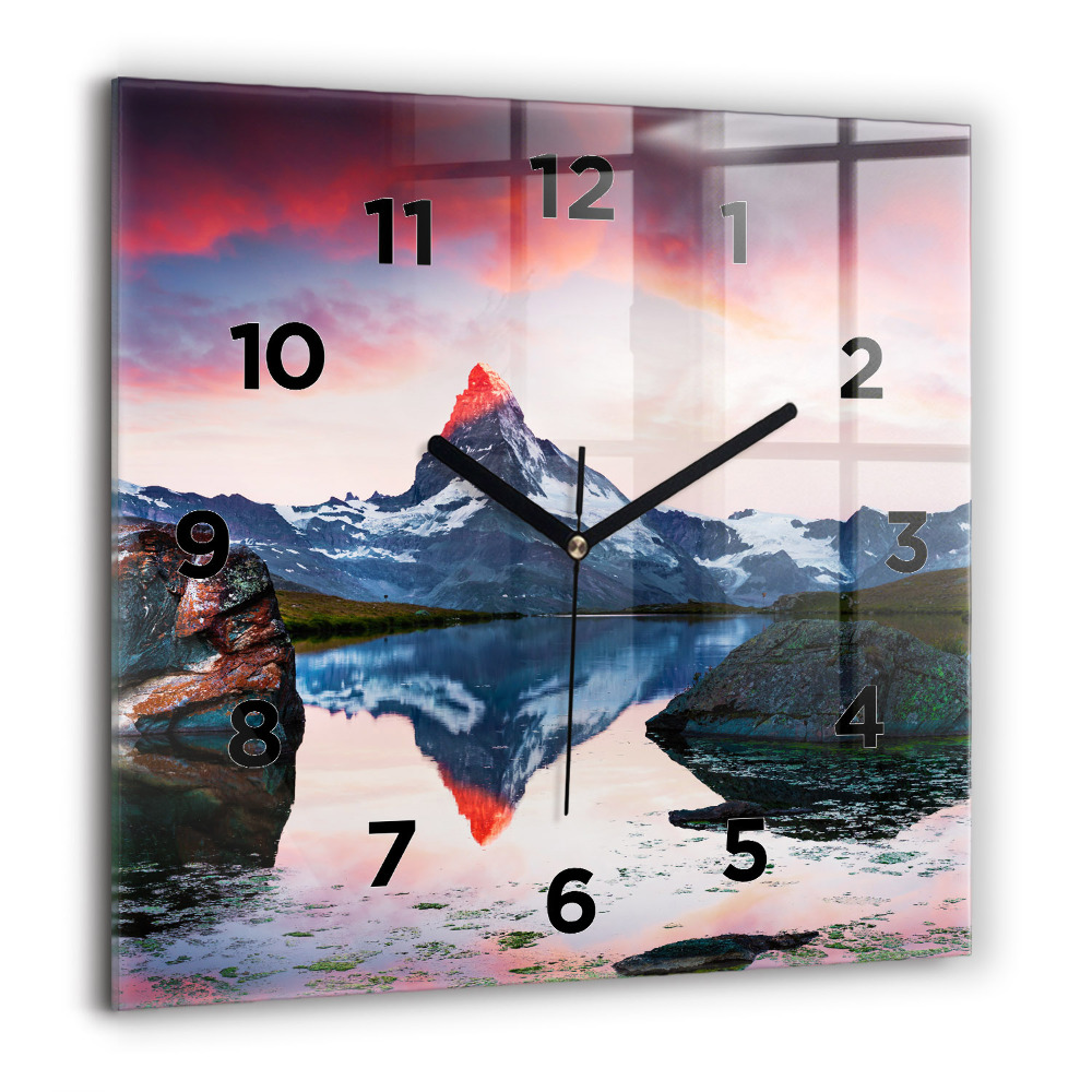 Pendule carrée en verre 60x60 cm Stellisee Lac du Cervin