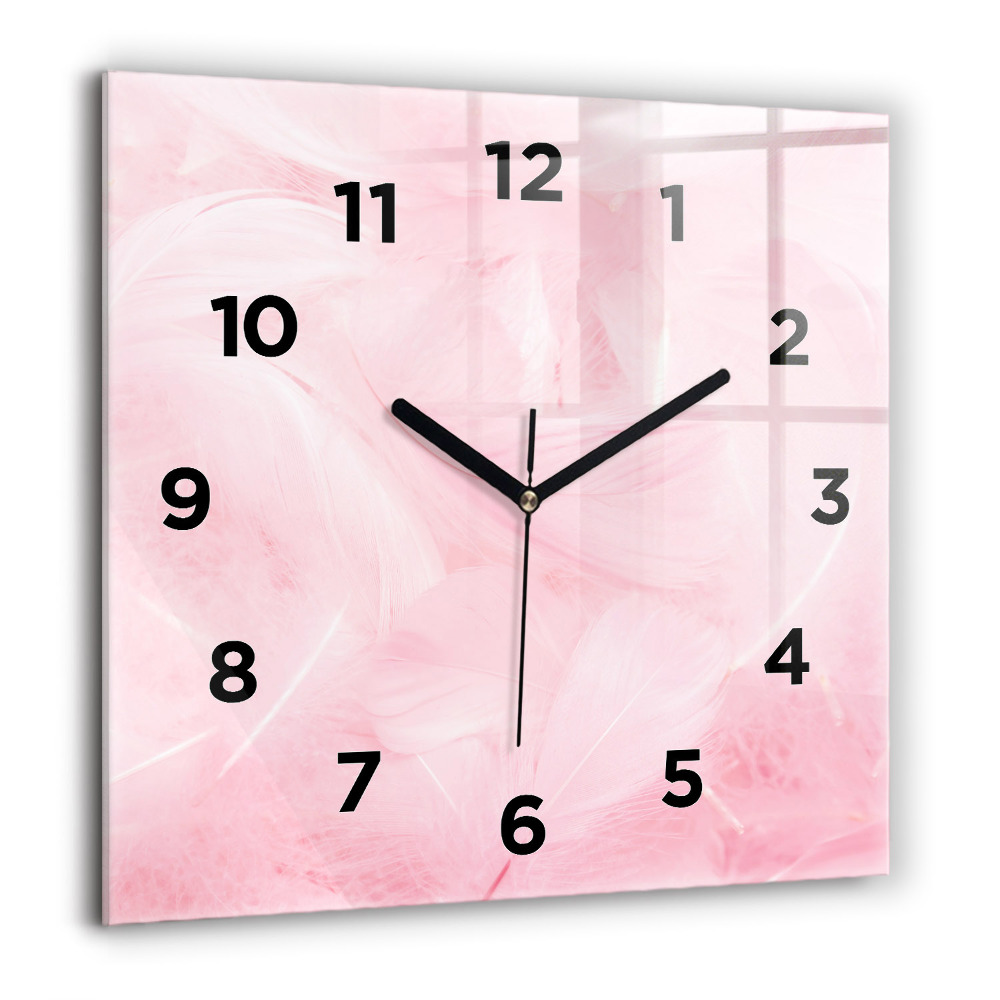 Horloge carrée en verre 60x60 cm Plume abstraite