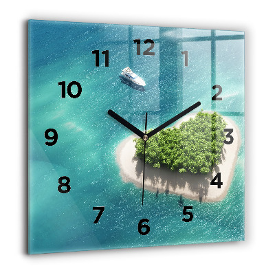 Horloge carrée en verre 60x60 cm Île du cœur