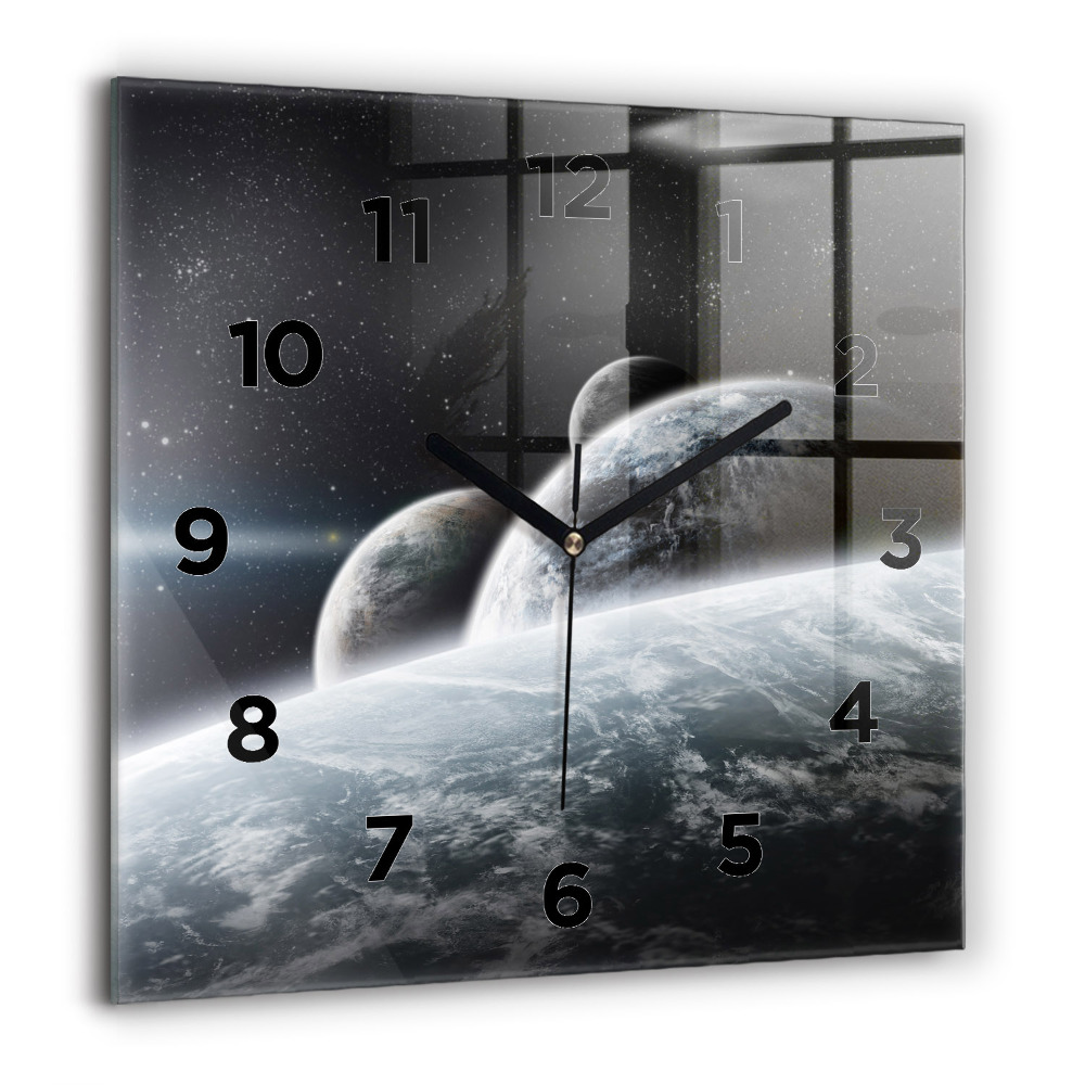 Pendule carrée en verre 60x60 cm Cosmos et planètes