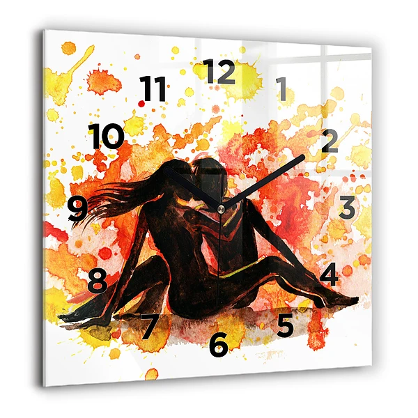 Pendule carrée en verre 60x60 cm Amour et couple amoureux