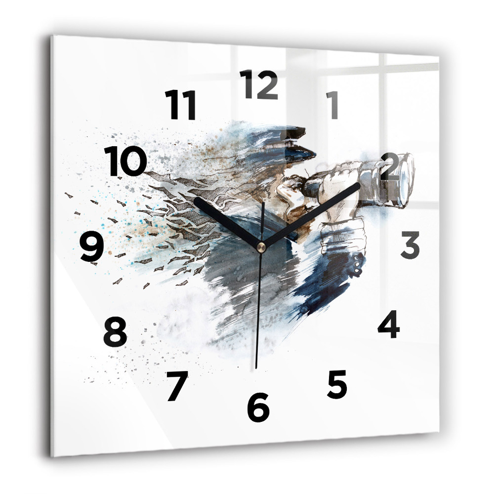 Pendule carrée en verre 60x60 cm Capitaine avec jumelles