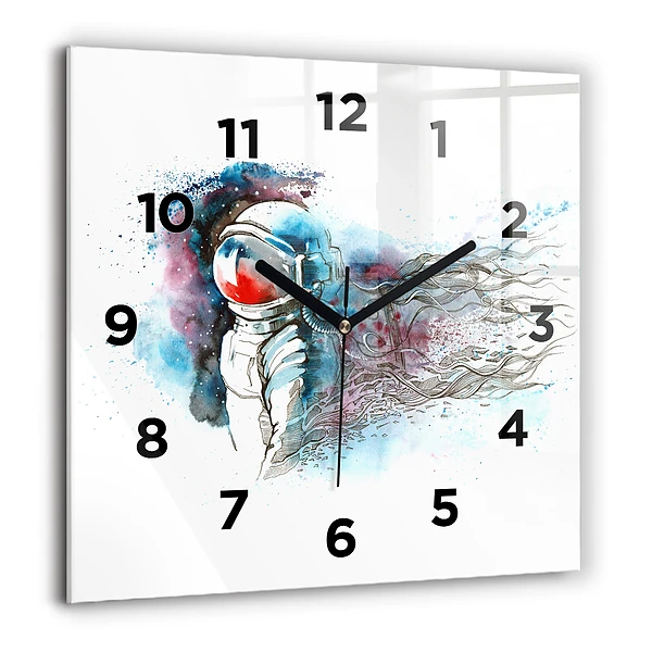Horloge murale carrée 60x60 cm Astronaute abstrait