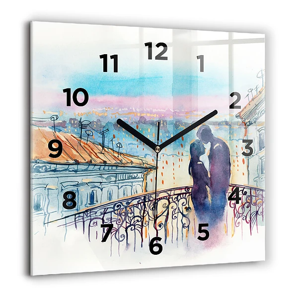 Horloge murale carrée 60x60 cm Personnes sur aquarelle