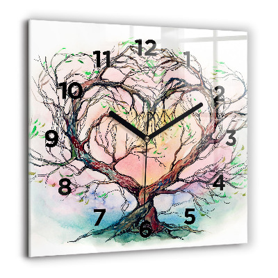 Horloge murale carrée 60x60 cm Cœur d'arbre de la nature