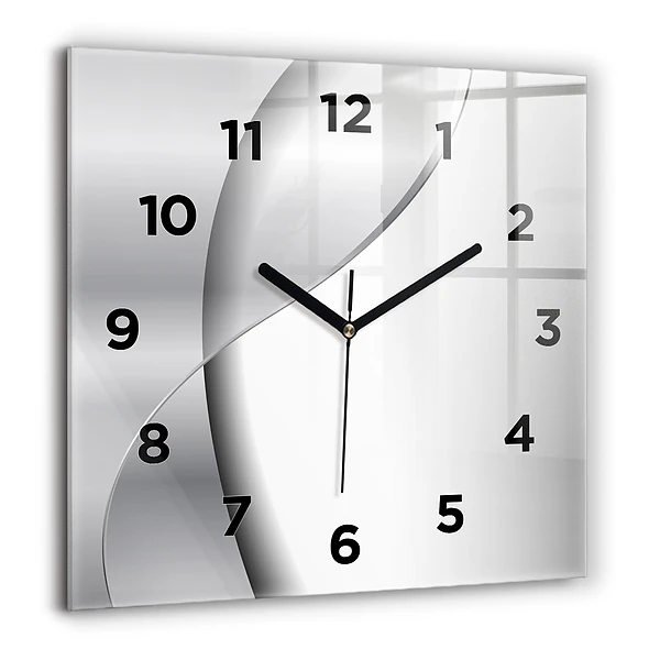 Horloge carrée en verre 60x60 cm Abstraction argentée